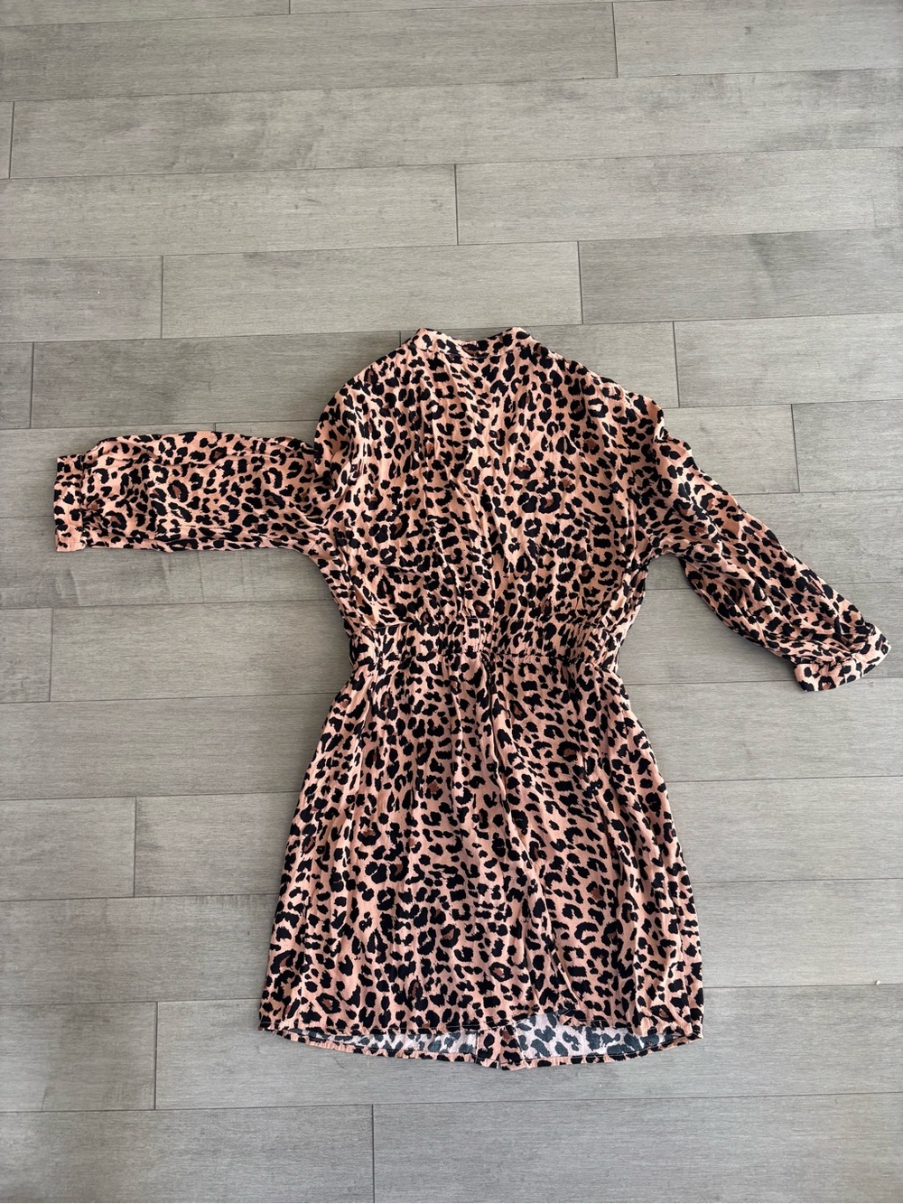 Dynamite Pink Leopard Print Mini Dress Long Sleeve Tie Waist Size M - Picture 7 of 8